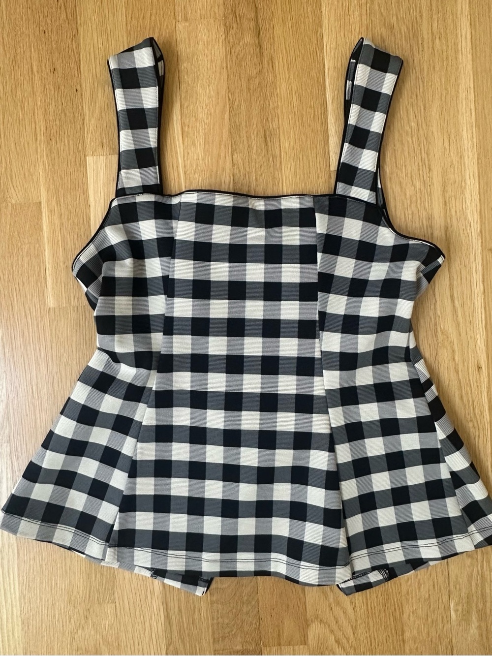 Anthropologie NWT Maeve Black & White Gingham Square-Neck Button-Front Tank - Picture 4 of 4